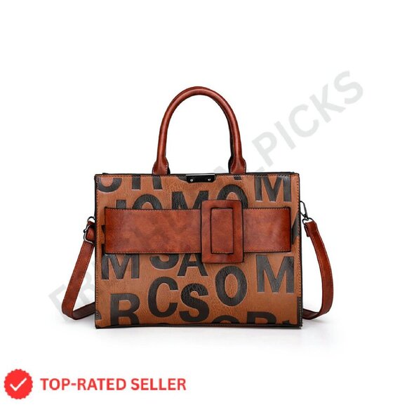 Handbags - Vegan Leather Crocodile Print Satchel Tote Bag Versatile Chic Everyday Carry
